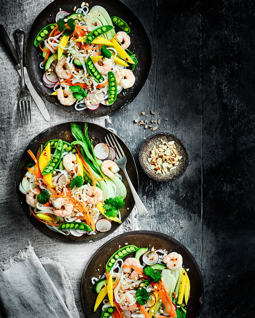 Mango and prawn rice noodle salad