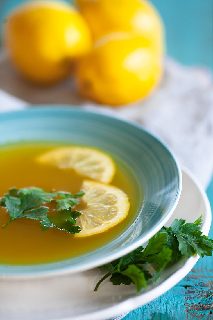 Broth with ginger and turmeric