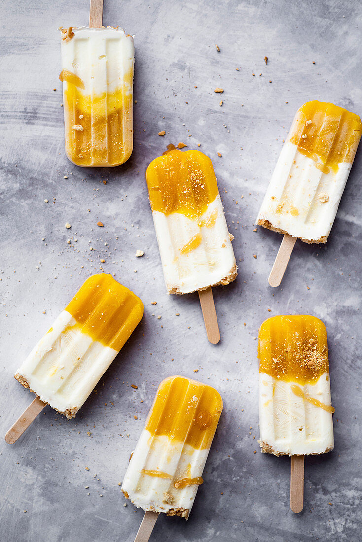 Mango Yoghurt And Honey Cheesecake Popsicles