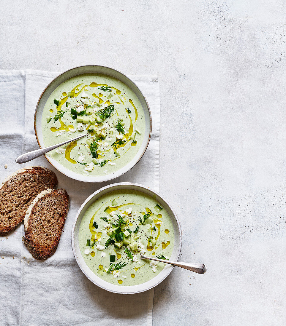 Chilled cucumber, dill and yogurt soup
