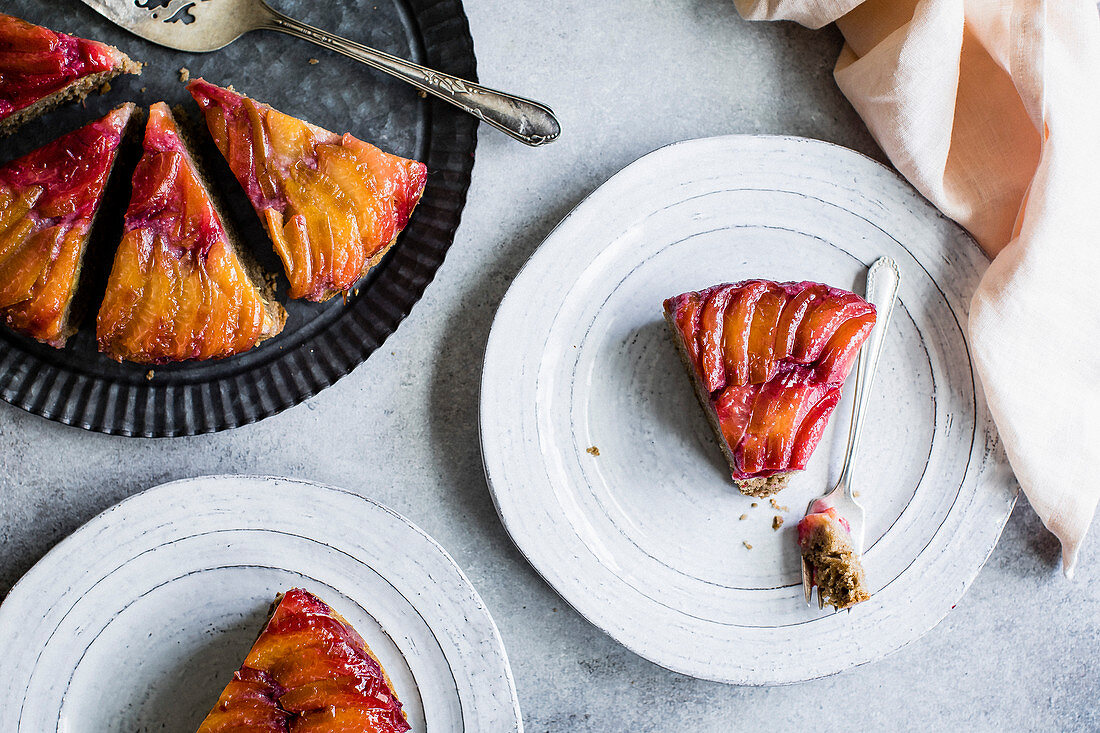 Chestnut Plum Upside-Down Cake (gluten-free)