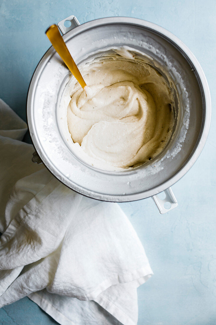 Making ice cream in an ice cream machine