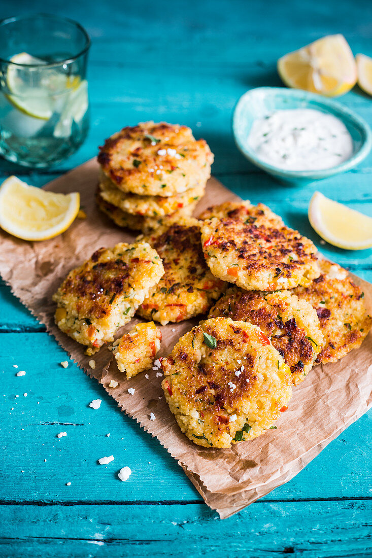 Quinoa patties with feta cheese