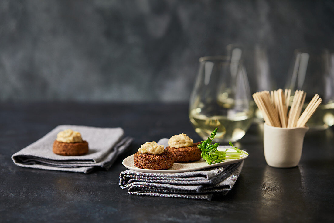 Falafels with babaganoush