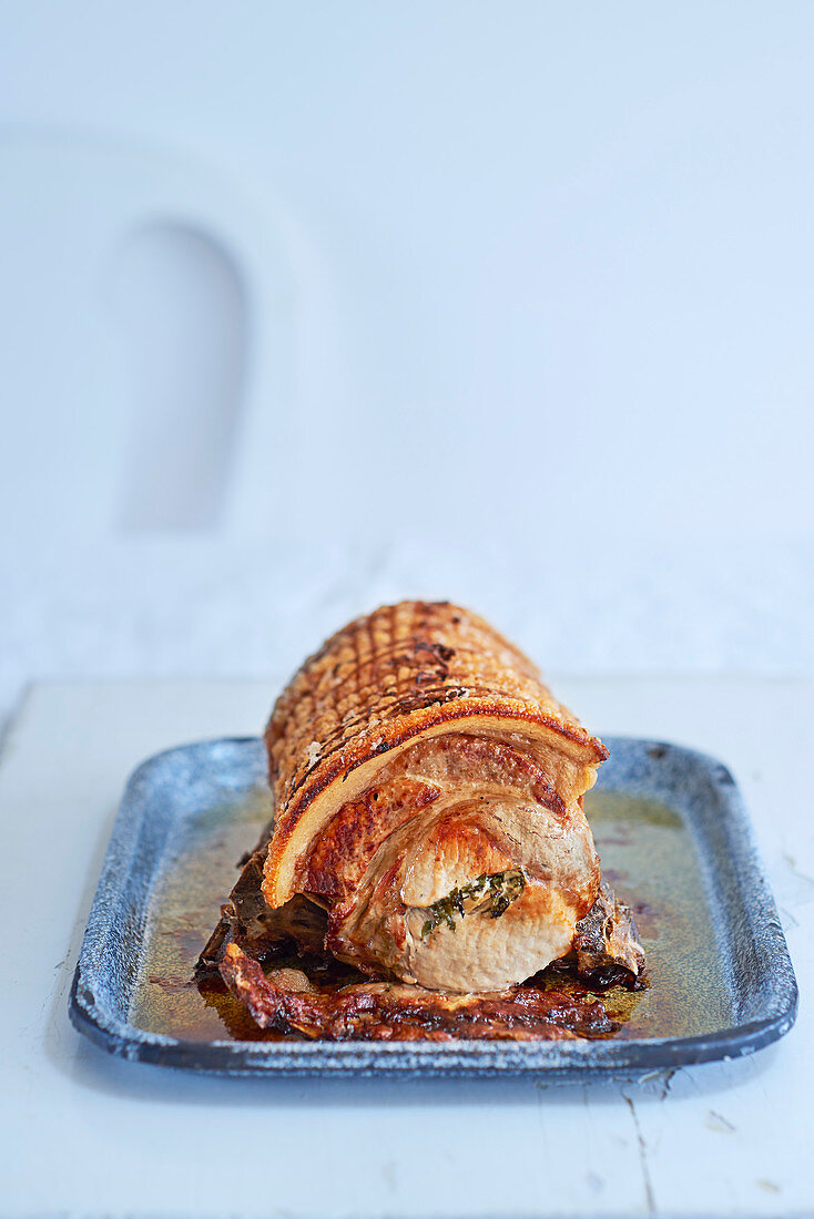 Lemon and sage stuffed loin of pork