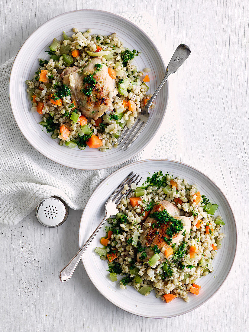 Chicken and pearl barley 'risotto'