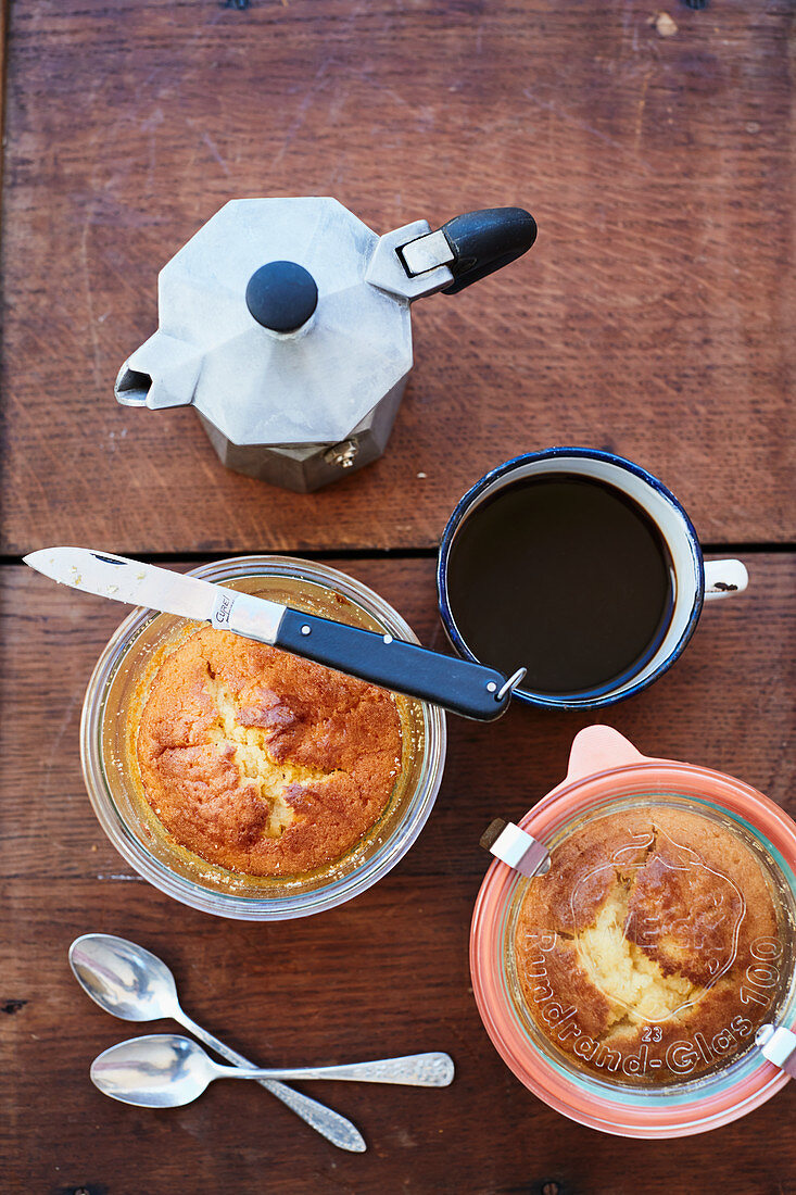 Apricot cake in glasses