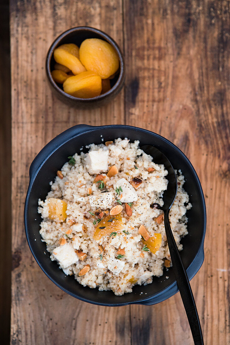 Couscous with chicken, apricots and macadamia nuts