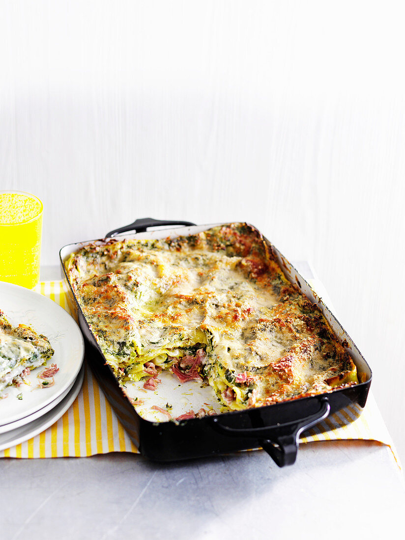 Easy ricotta, ham and spinach lasagne
