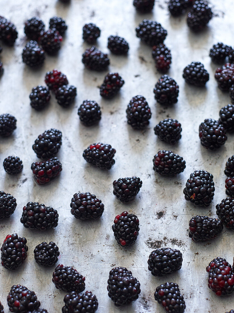 Blackberries on baking sheet