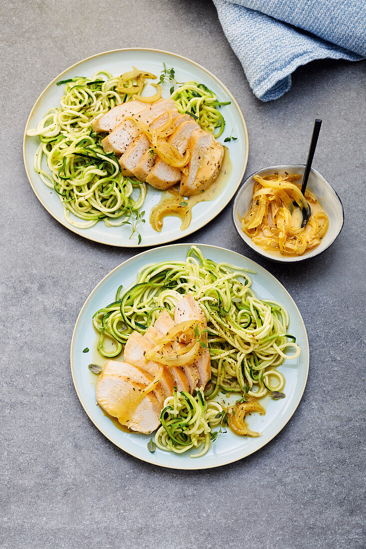 Orange-thyme chicken with zoodles