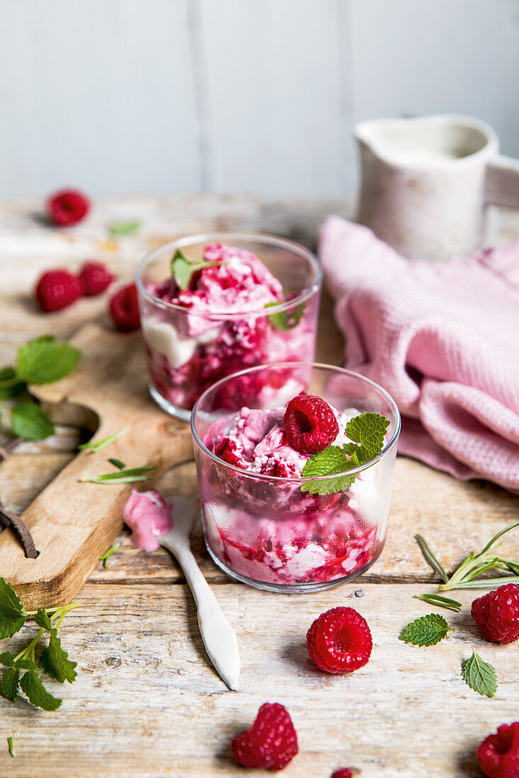 Frozen Yoghurt mit Himbeeren (Keto-Küche)