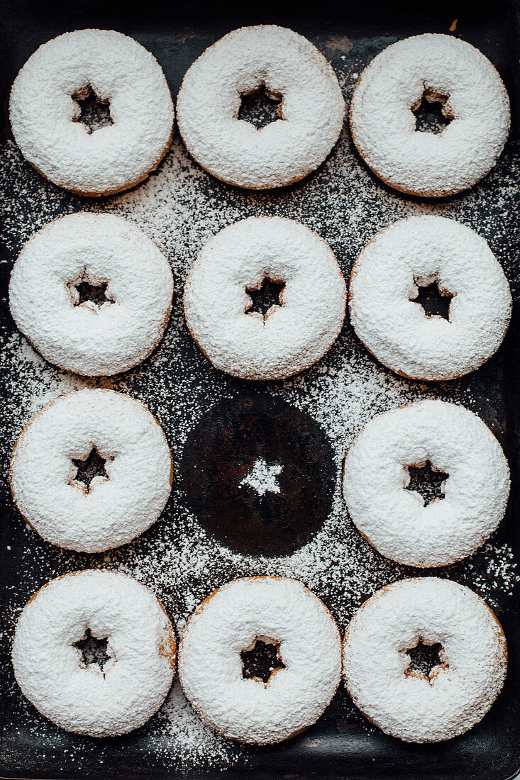 Doughnuts with powder sugar