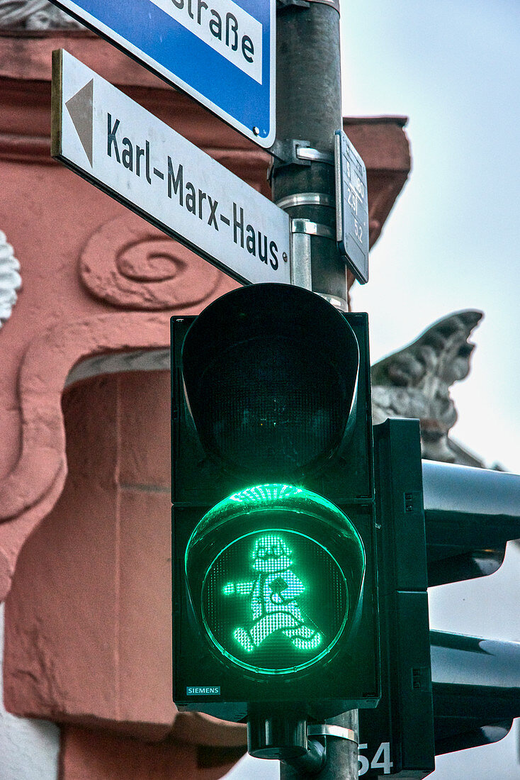 Karl-Marx traffic light, Trier, Rhineland-Palatinate, Germany