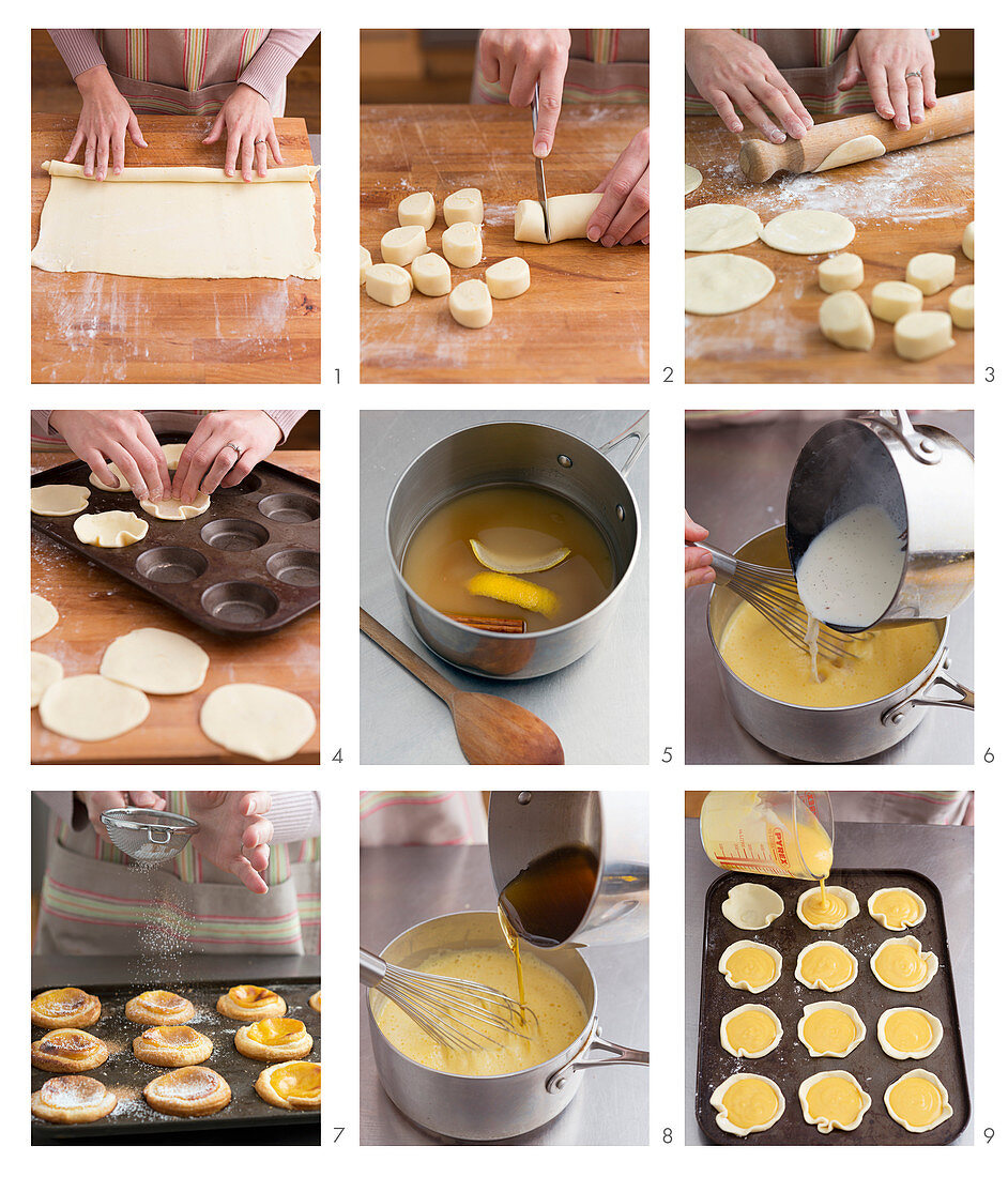 Preparing Portuguese custard tarts