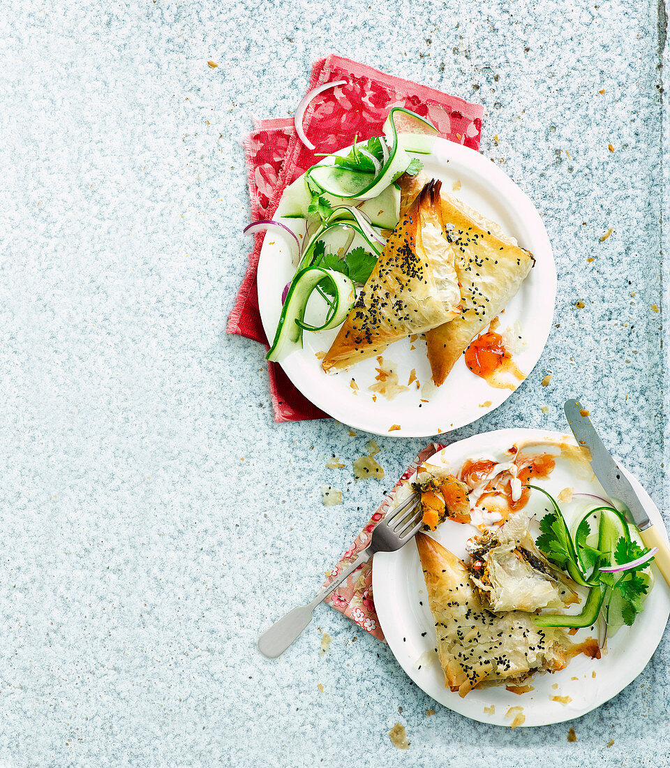 Samosas mit Spinat und Süßkartoffeln