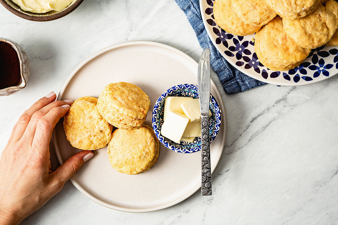 Sweet potato biscuits on a bright background
