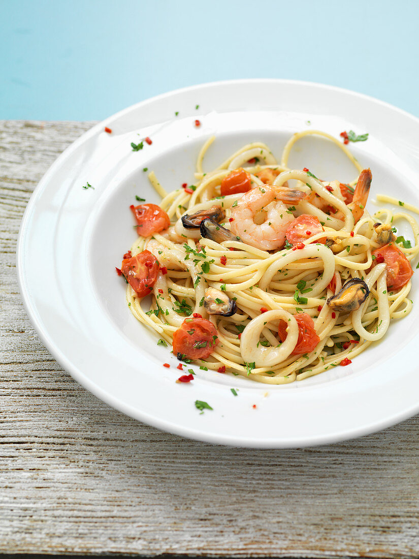 Seafood Pasta with cherrytomatoes