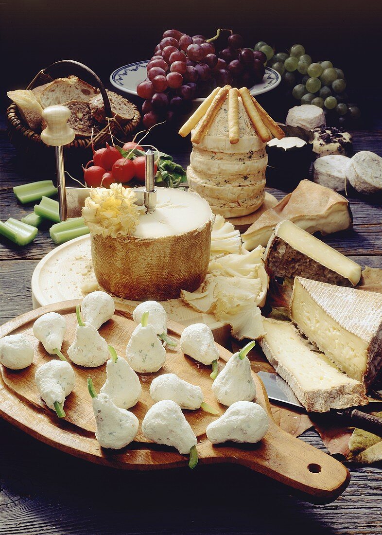 Cheese buffet: soft cheese pears, cheese tower & cheeses