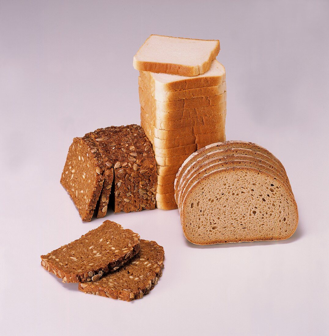 Wholemeal sunflower bread, mixed grain bread & toasting bread
