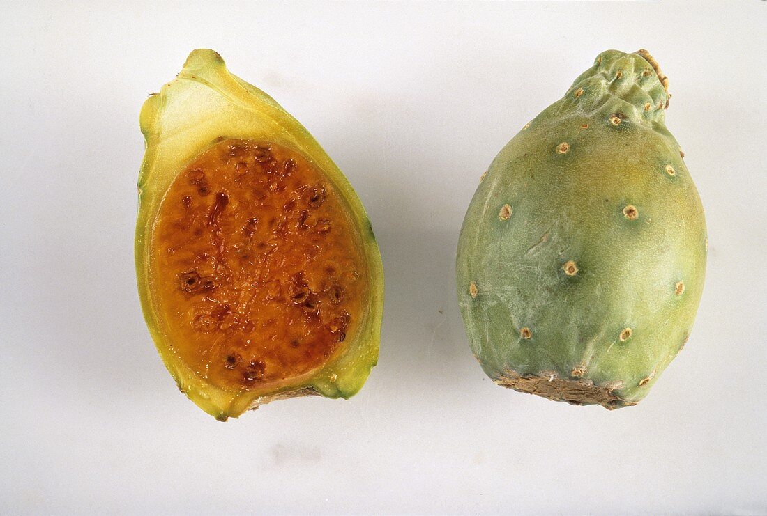 Whole and half cactus fig