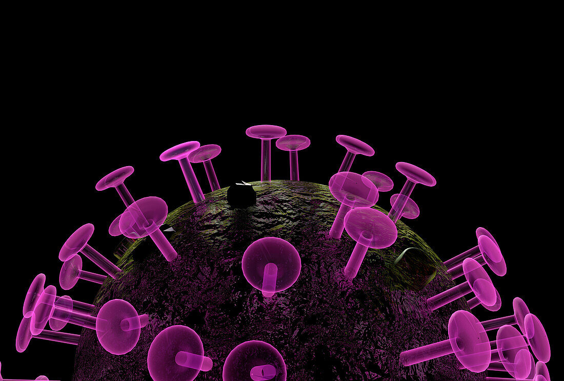 Covid-19 coronavirus particle, illustration