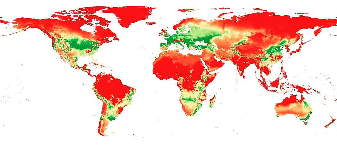 Human climate niche map, 2070
