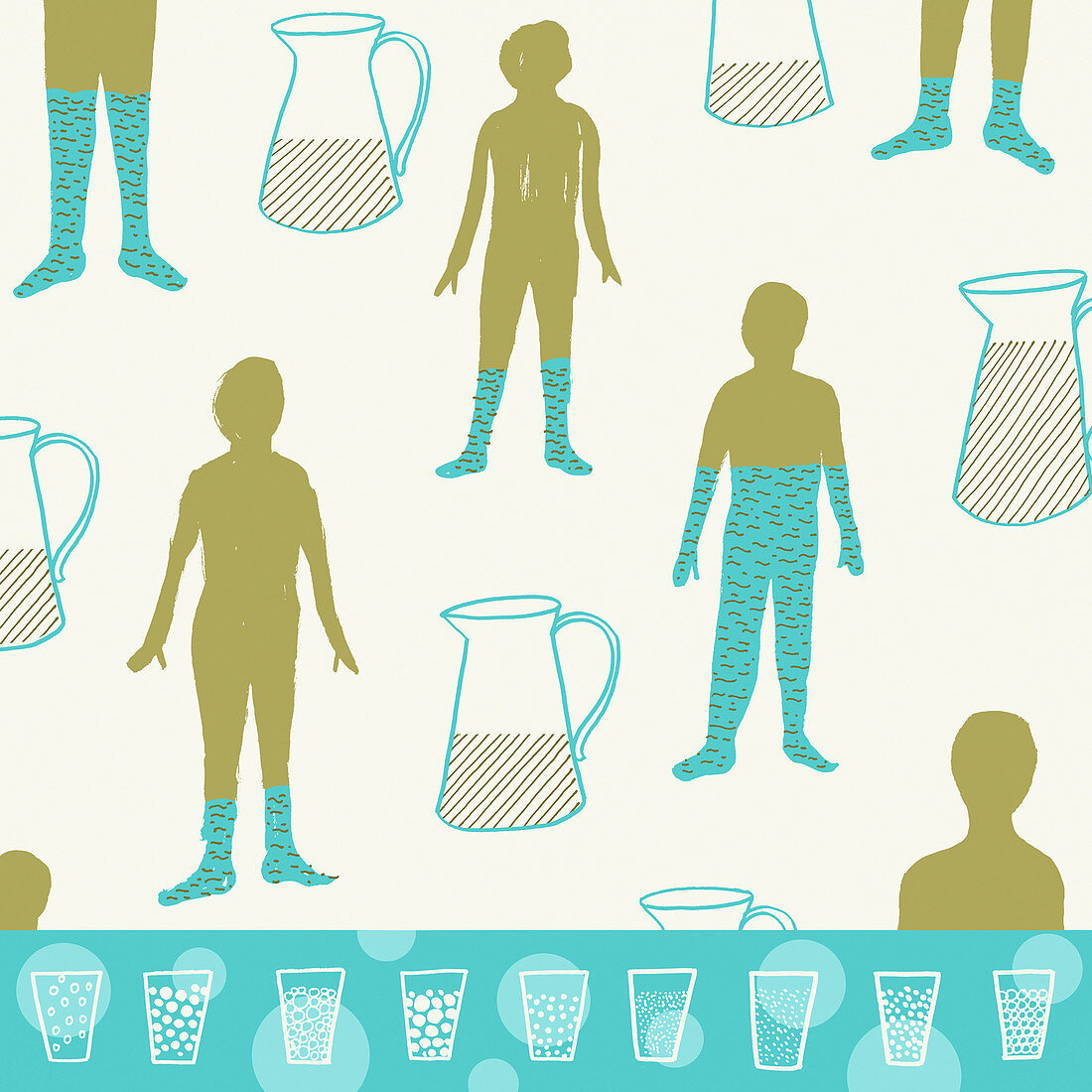 Figures with different levels of hydration, illustration