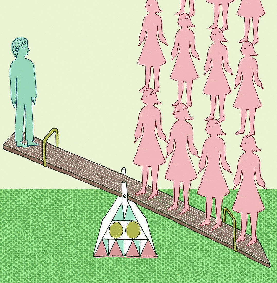 Imbalance between man and women, illustration