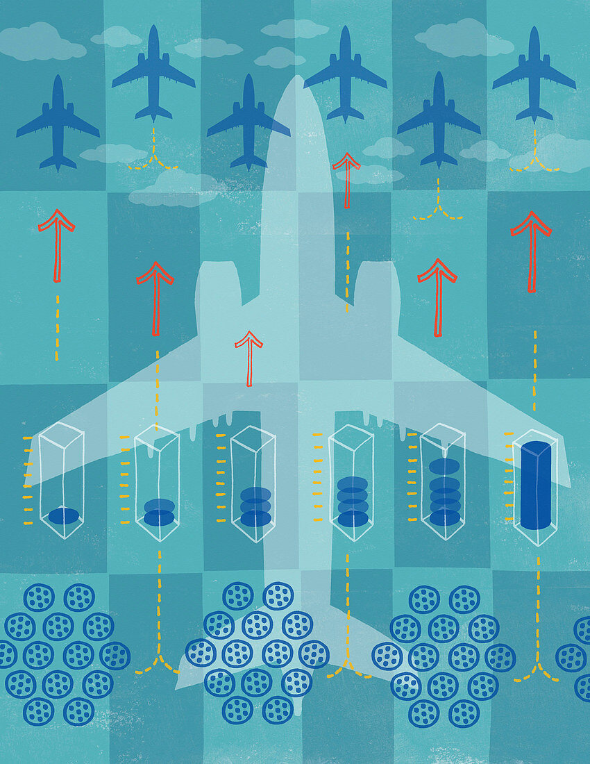 Rising aircraft air pollution, illustration
