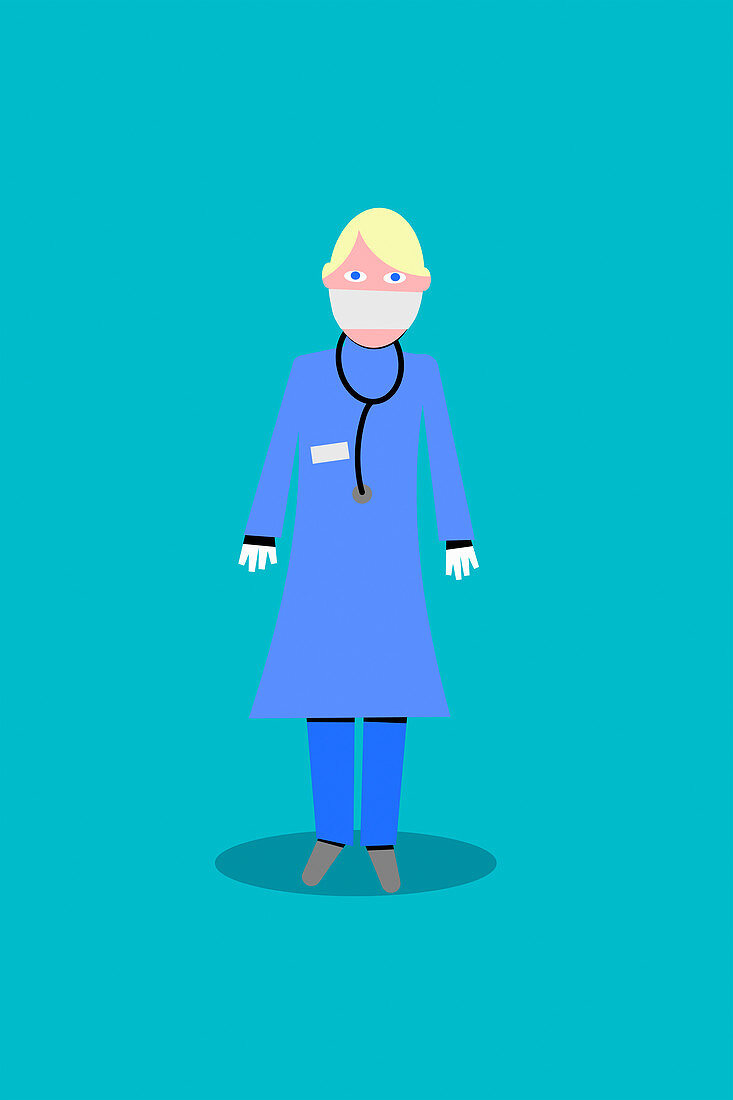 Nurse wearing personal protective equipment, illustration