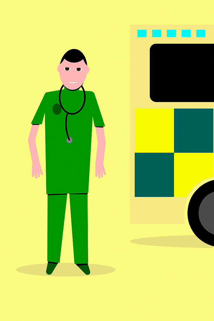 Ambulance paramedic, illustration