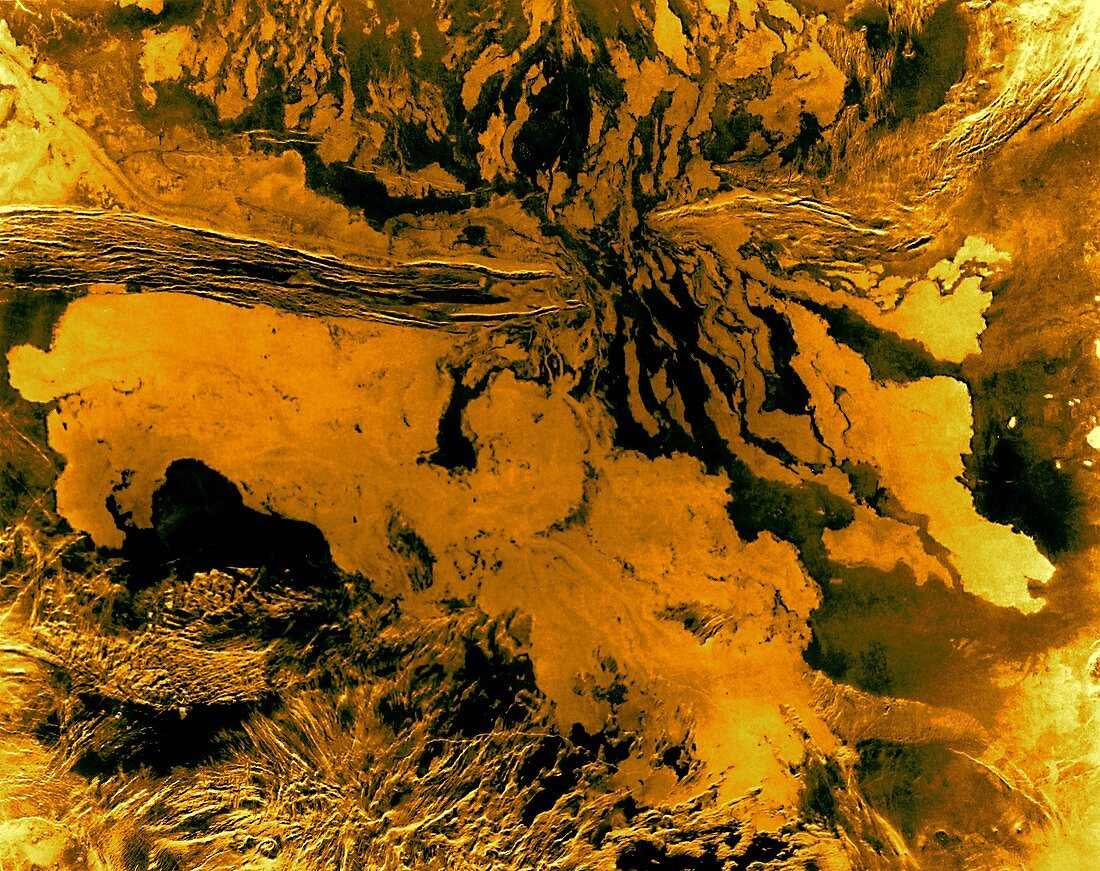 Lava flows on Venus, radar image