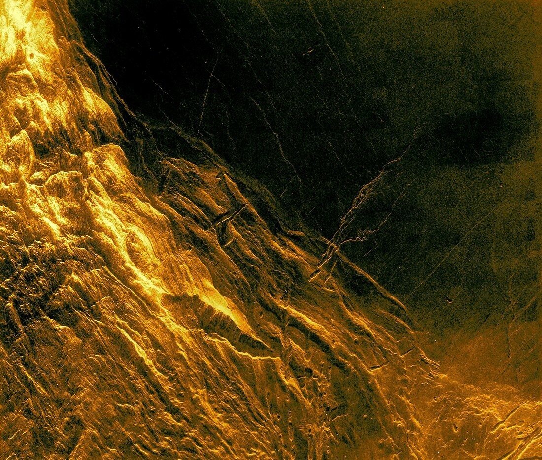 Danu Montes and Lakshmi Planum, Venus, radar image