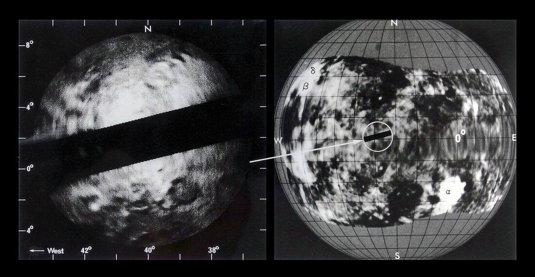 Radar map of Venus, 1973