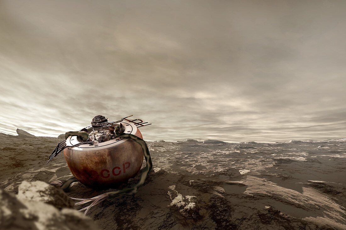 Venera 4 landing on Venus, illustration