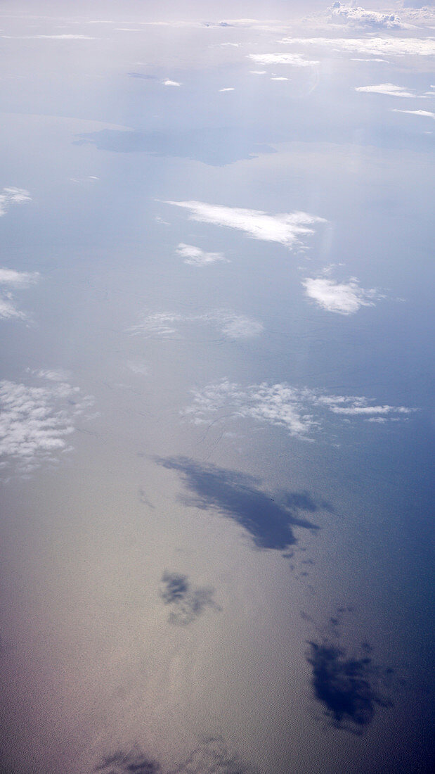Cloud shadows on Mediterranean Sea, aerial photograph