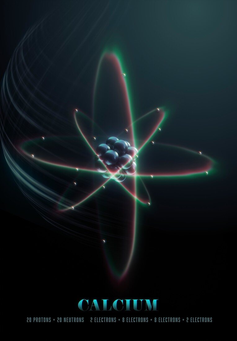 Calcium atom, illustration