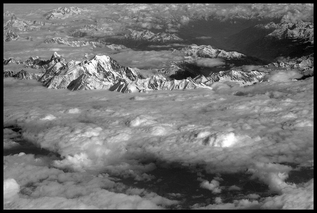 Mont Blanc massif, France, aerial photograph