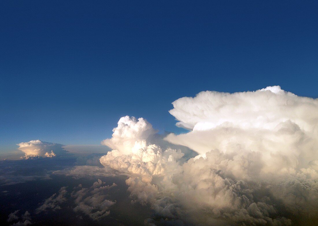 Thunderstorm clouds from above