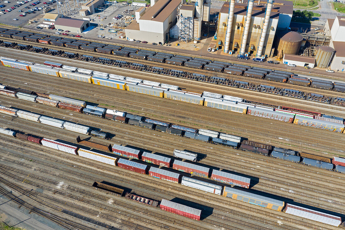 Rail yard, Michigan, USA