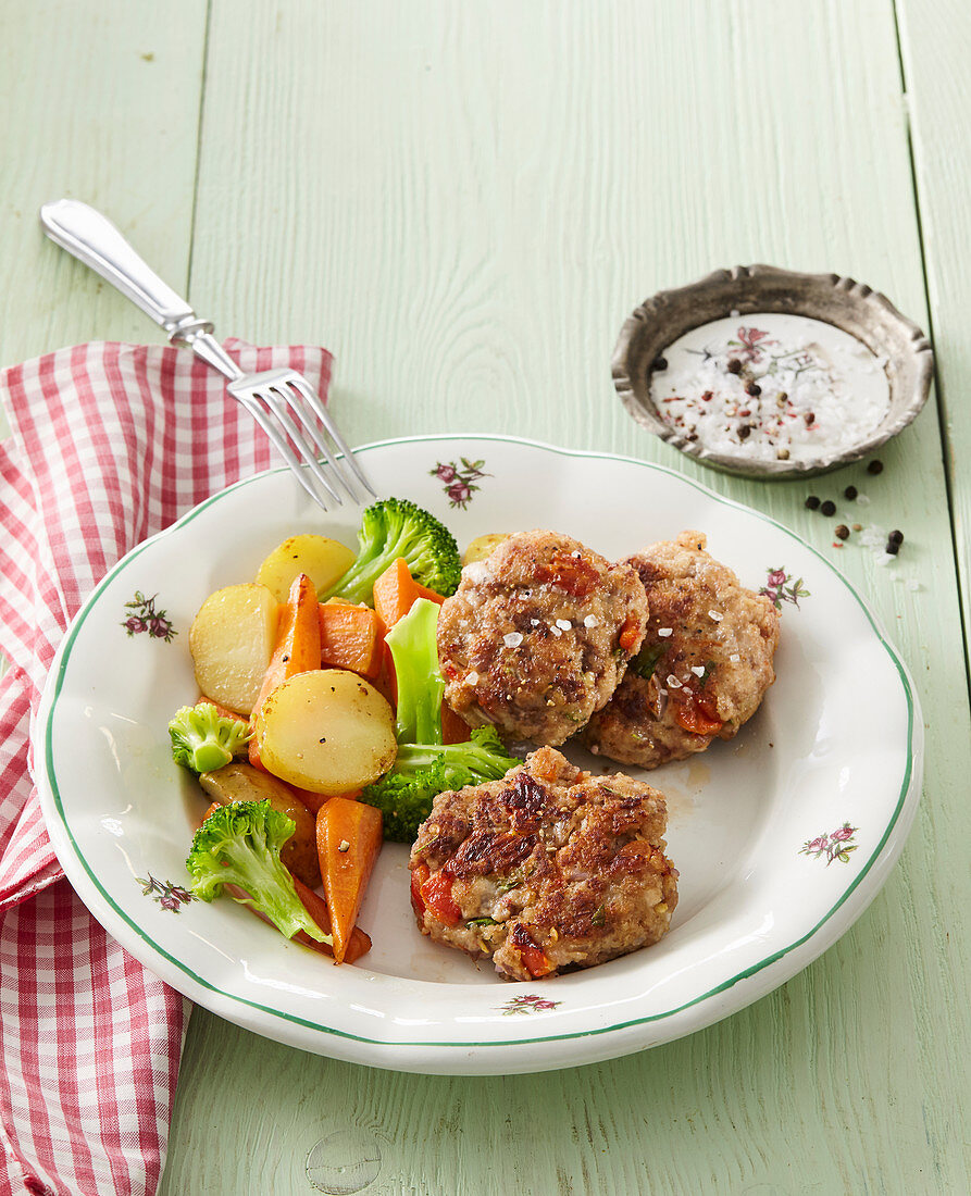Roasted-pepper-meatballs with vegetable