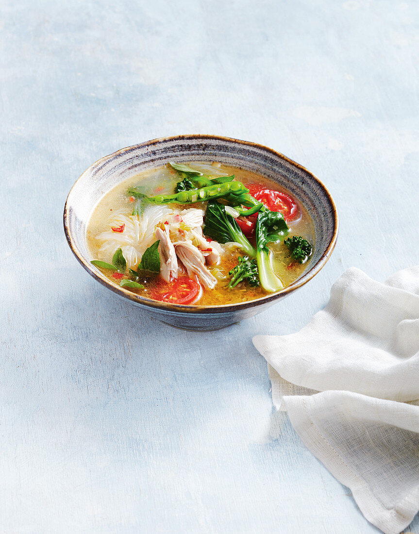Vegie-packed chicken noodle soup