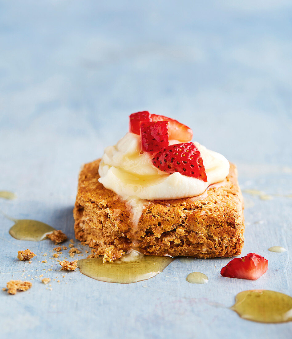 Spiced sweet potato scones with ricotta and strawberries