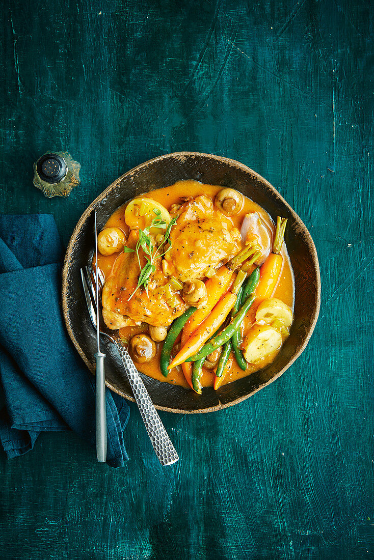 French chicken with tarragon and vegetables