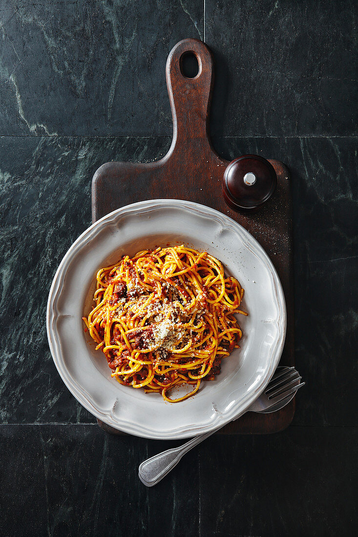 Traditional Italian meal spaghetti alla bolognese