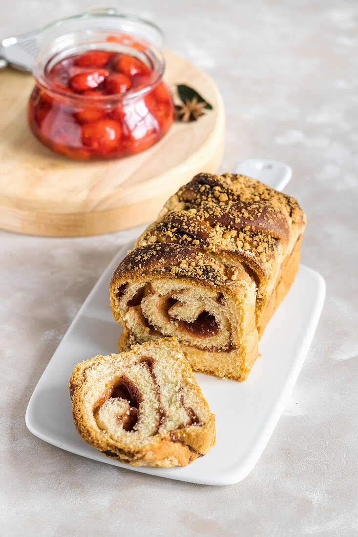 Strawberry babka bread