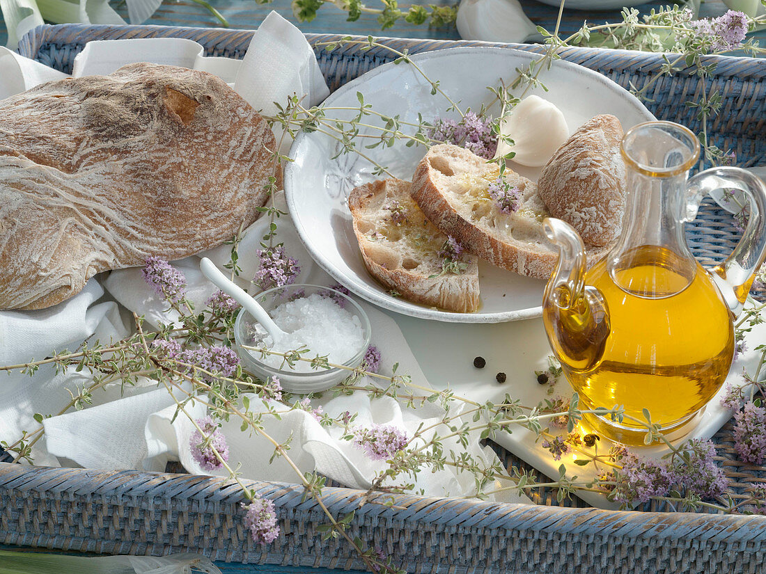 Ciabatta mit Meersalz und Olivenöl