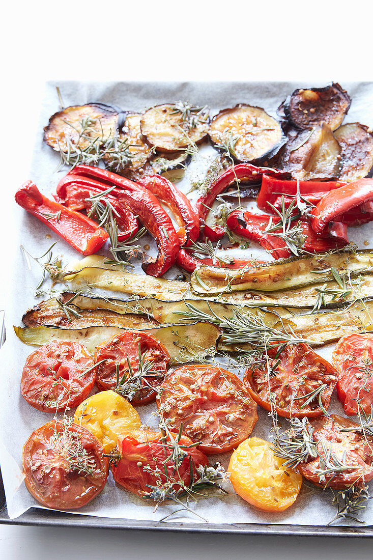 Oven-roasted vegetables with herbs