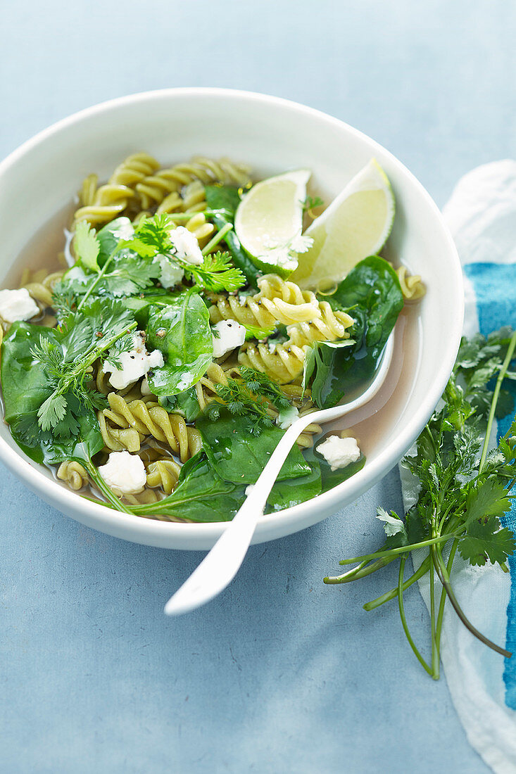 Green minestrone with lime and coriander